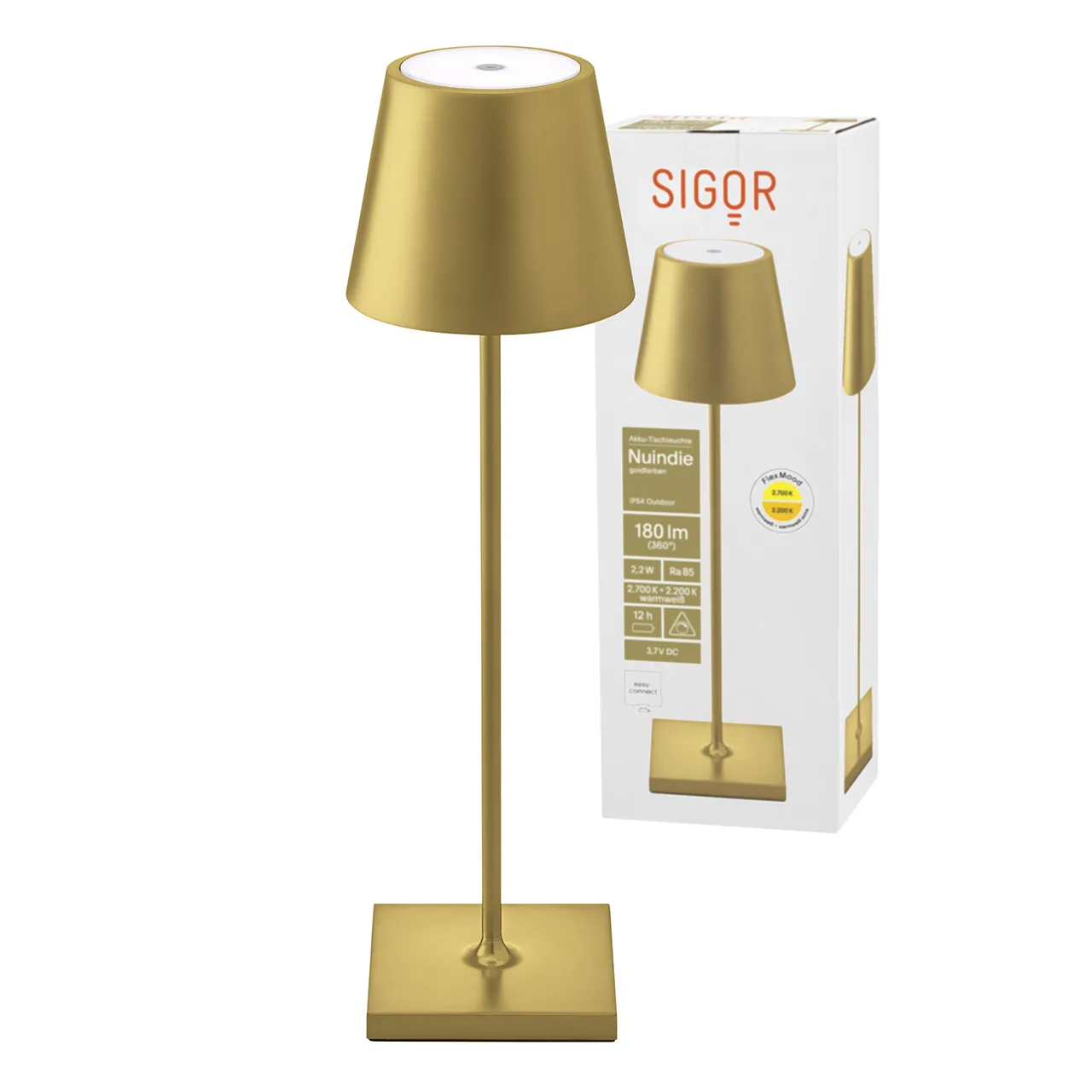 Sigor Nuindie LED-Akku Tischleuchte goldfarben – Bild 2