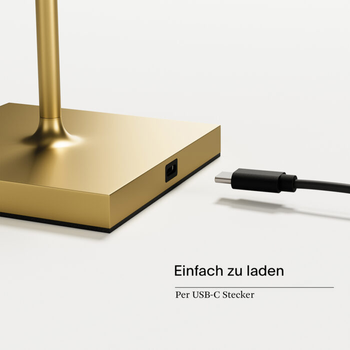 Sigor Nuindie LED-Akku Tischleuchte goldfarben USB-C – Bild 4