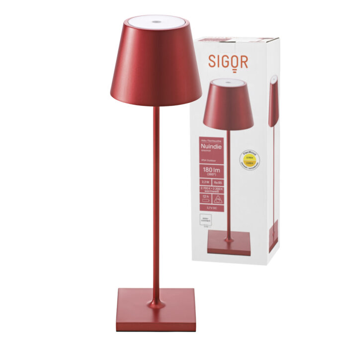 Sigor Nuindie LED-Akku Tischleuchte kirschrot – Bild 2