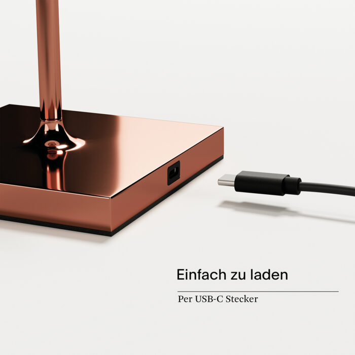 Sigor Nuindie LED-Akku Tischleuchte kupferfarben USB-C – Bild 3