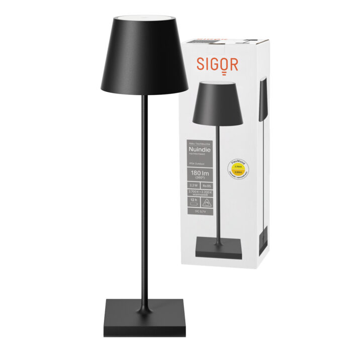 Sigor Nuindie LED-Akku Tischleuchte nachtschwarz USB-C – Bild 2