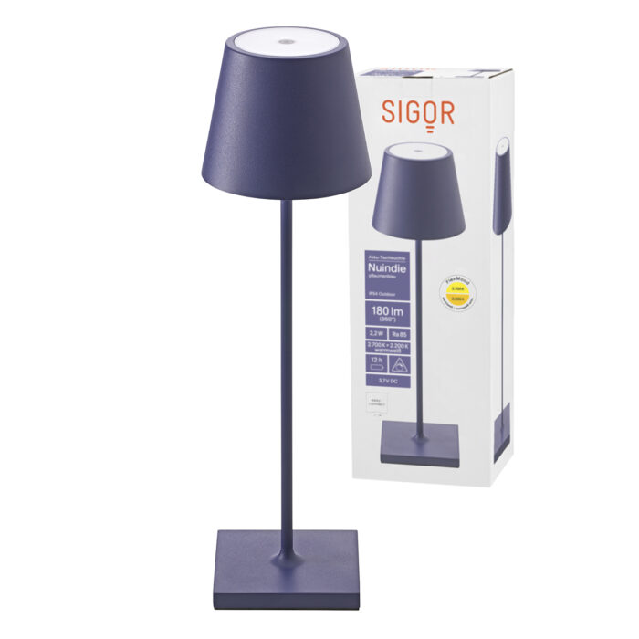 Sigor Nuindie LED-Akku Tischleuchte pflaumenblau – Bild 2