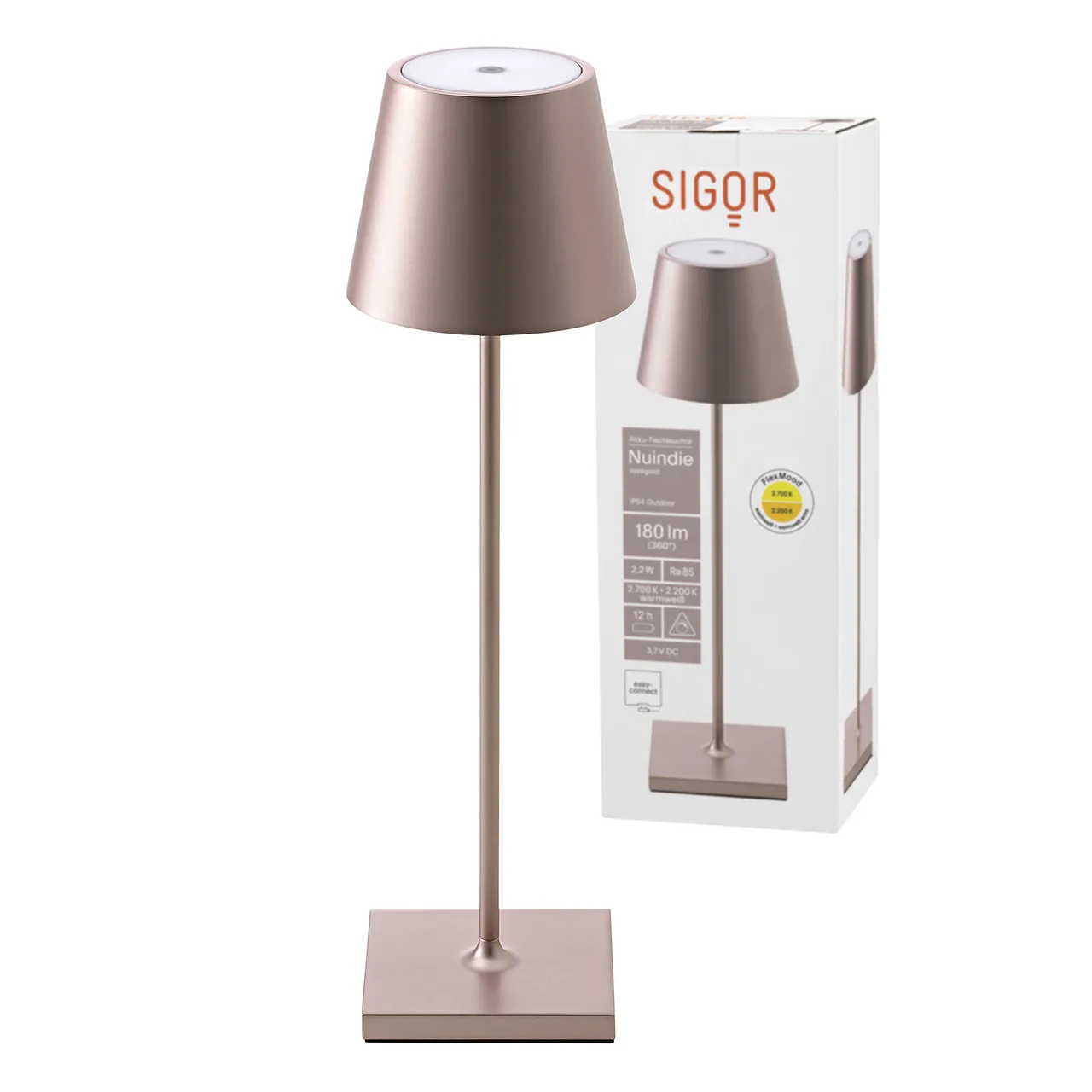 Sigor Nuindie LED-Akku Tischleuchte rosegold – Bild 2