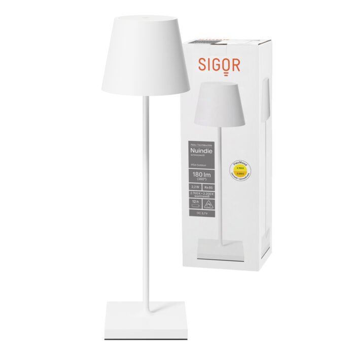 Sigor Nuindie LED-Akku Tischleuchte schneeweiß USB-C – Bild 2