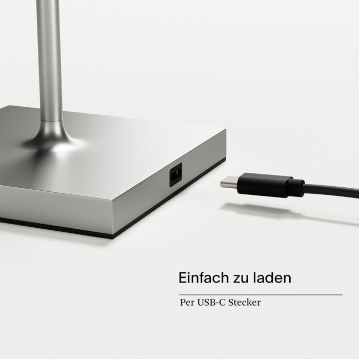 Sigor Nuindie Mini Akku Tischleuchte silberfarben USB-C – Bild 8