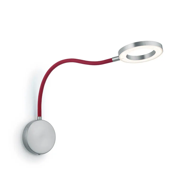 Knapstein TESSA-W-Flex LED-Wandleuchte Mattnickel Schlauch rot