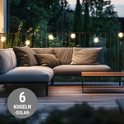 8 seasons design Glowing Elegance Lichterkette 6 Kugeln Solar