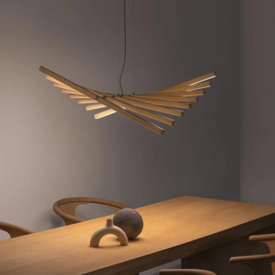 Vibia Rhythm Horizontal 2155 LED-Pendelleuchte Holz Nussbaum