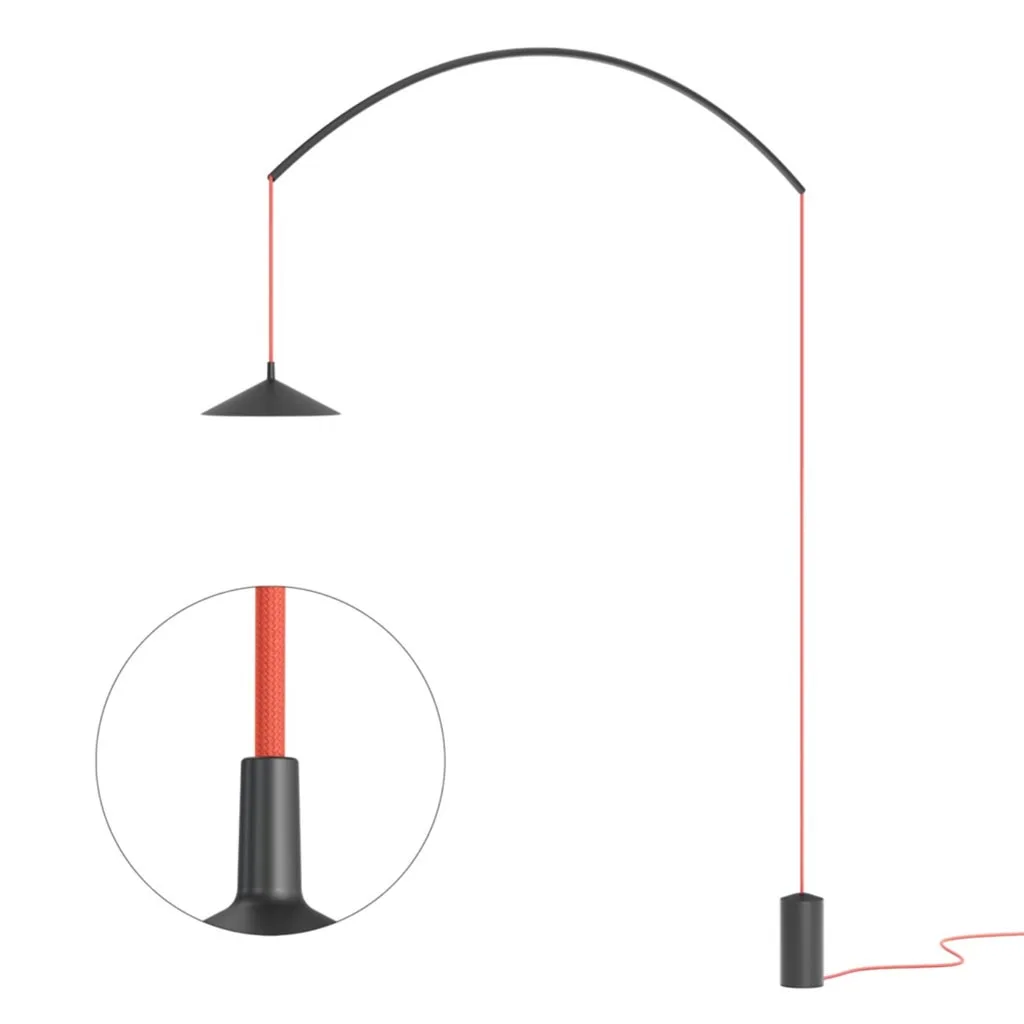 Cini & Nils Minima Filo Decentrata Bogenleuchte Schwarz Rot