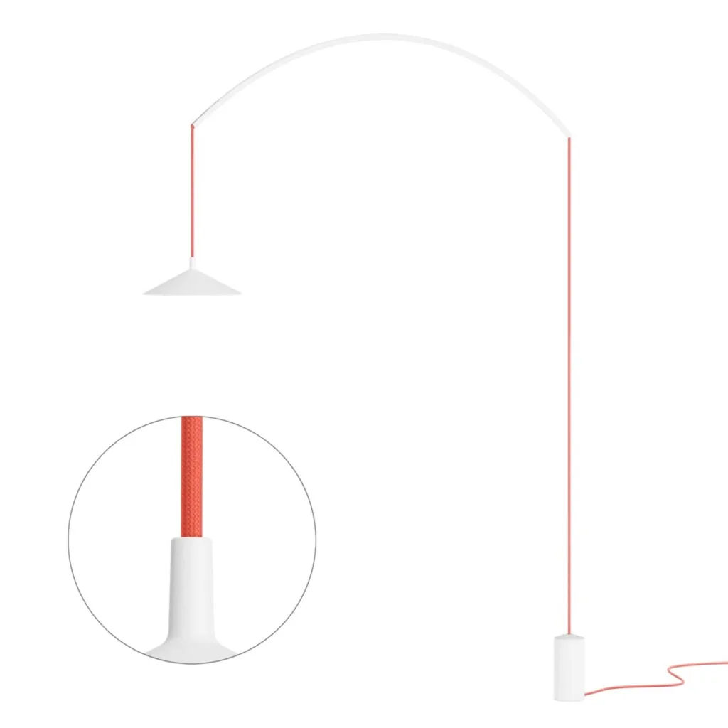 Cini & Nils Minima Filo Decentrata Bogenleuchte Weiß Rot