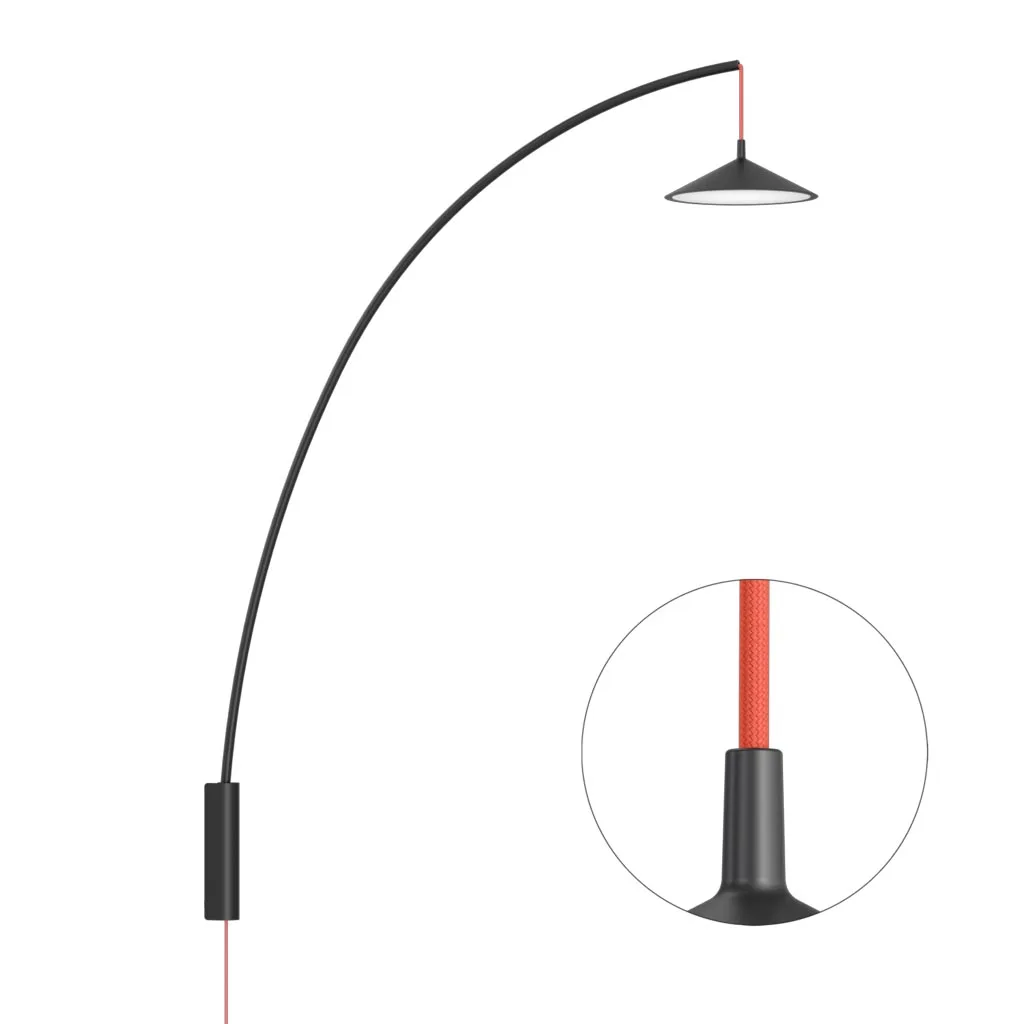 Cini & Nils Minima Parette Wandleuchte Schwarz Kabel rot