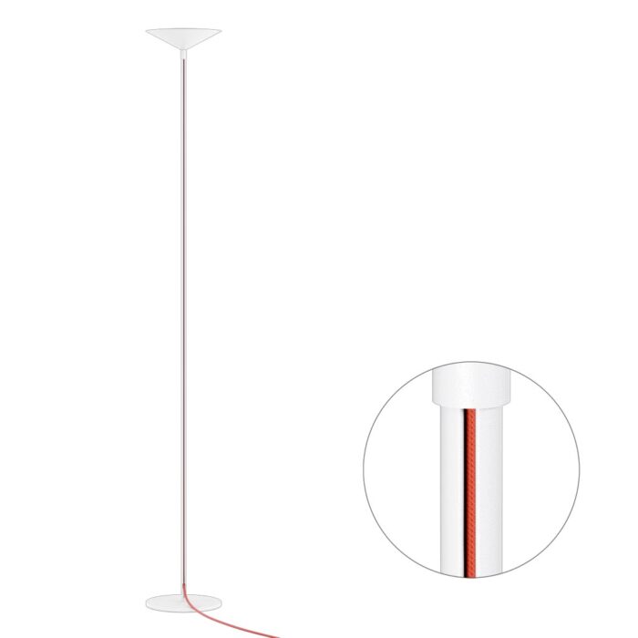 Cini & Nils Minima Terra Deckenfluter Weiß Kabel rot