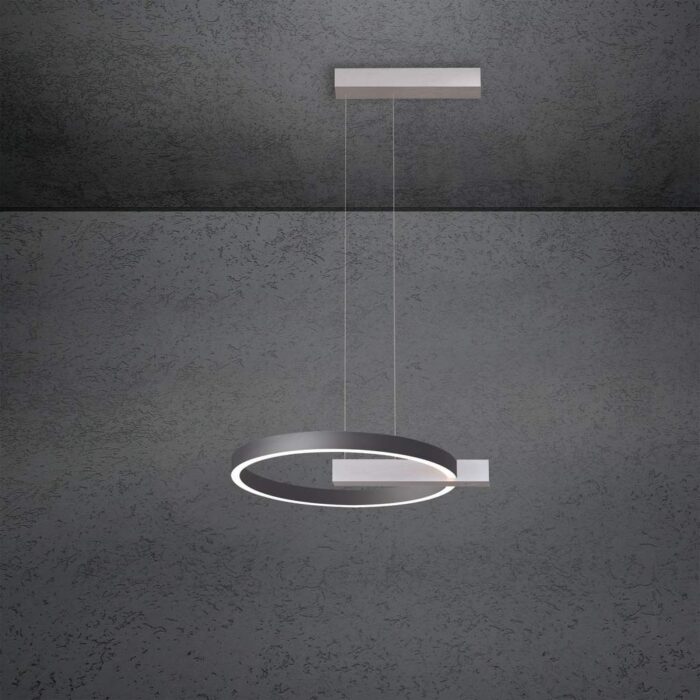 ESCALE Midnight Pendelleuchte Single 40 cm Aluminium Anthrazit