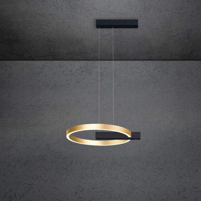 ESCALE Midnight Pendelleuchte Single 40 cm Schwarz Gold