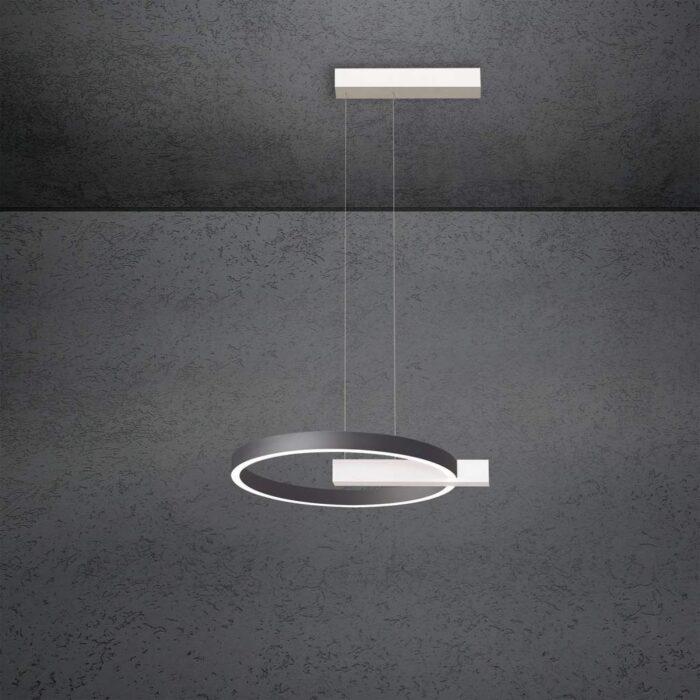 ESCALE Midnight Pendelleuchte Single 40 cm Weiß Anthrazit