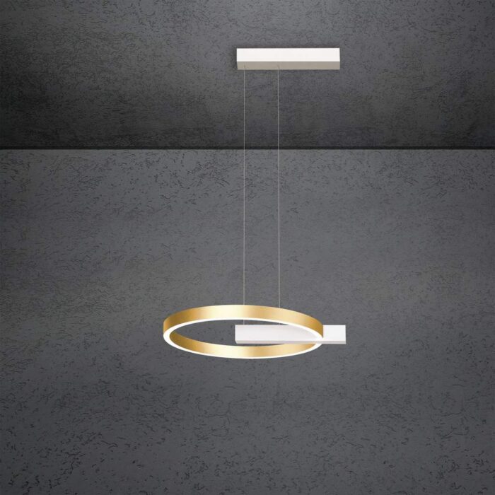 ESCALE Midnight Pendelleuchte Single 40 cm Weiß Gold
