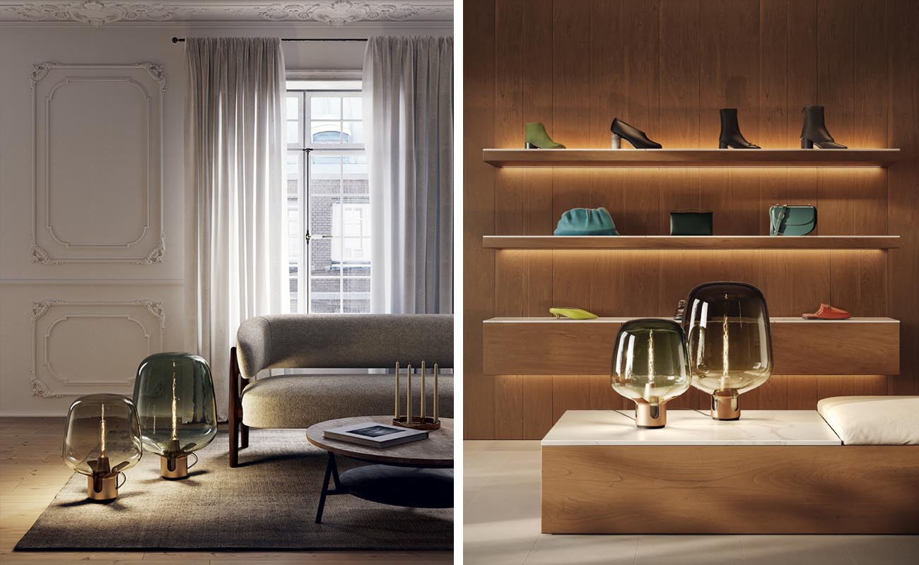 Elegante Bodenleuchte aus Glas von Lodes