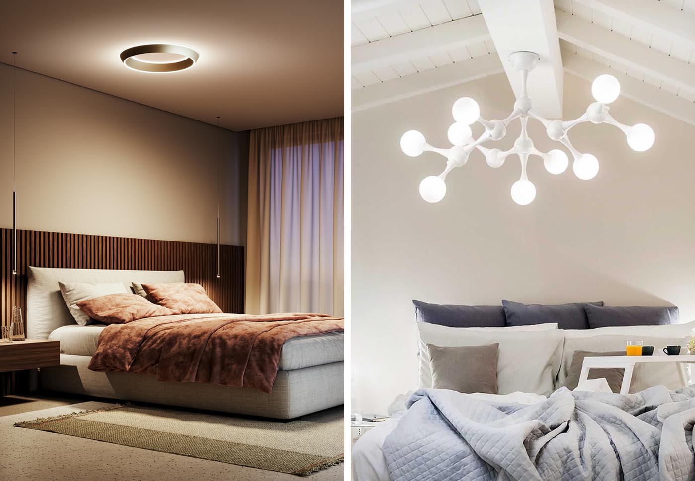 Deckenleuchten im Schlafzimmer. Minimaöistisch oder verspielt.