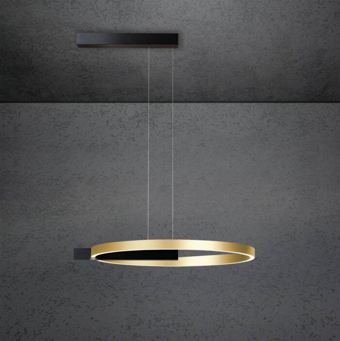 ESCALE Midnight Pendelleuchte Single 60 cm Schwarz Gold