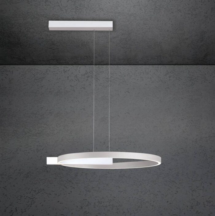 ESCALE Midnight Pendelleuchte Single 60 cm Weiß Aluminium