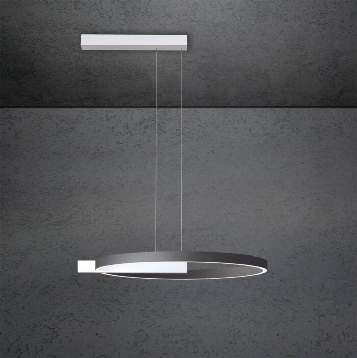 ESCALE Midnight Pendelleuchte Single 60 cm Weiß Anthrazit