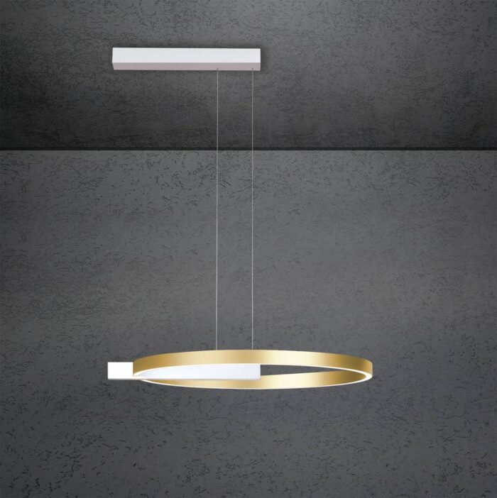 ESCALE Midnight Pendelleuchte Single 60 cm Weiß Gold