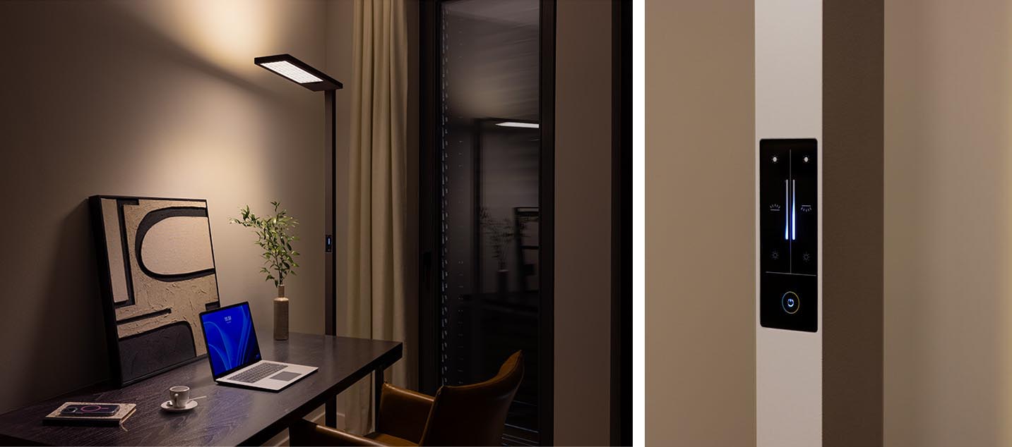prediger.base p.145 Office Stehleuchte mit direktem und indirektem Licht