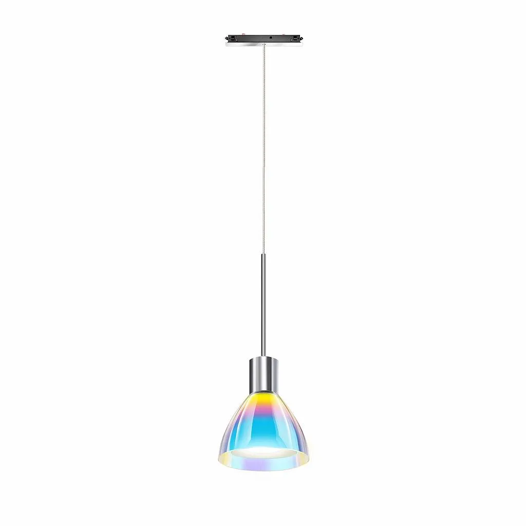 Bruck Silva Neo 110 Dicro Pendelleuchte für ALL-IN Schiene Chrom Glas Blau-Magenta
