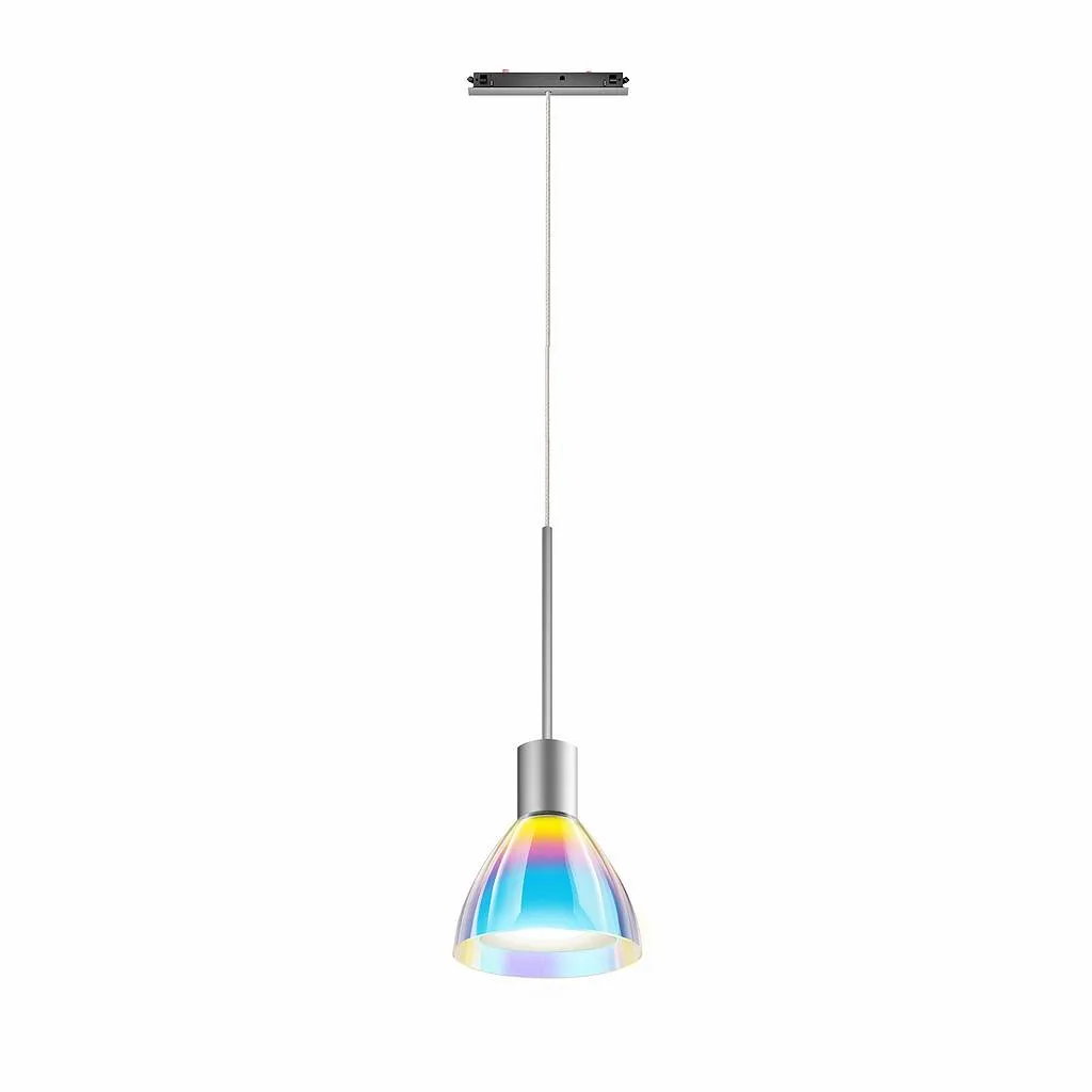 Bruck Silva Neo 110 Dicro Pendelleuchte für ALL-IN Schiene Chrom Matt Glas Blau Meganta