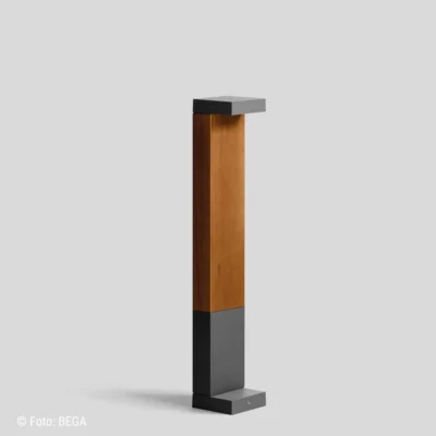 BEGA Pollerleuchte mit Accoya®-Holz und eckigem Leuchtenkopf Grafit
