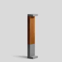 BEGA Pollerleuchte mit Accoya®-Holz und eckigem Leuchtenkopf Silber