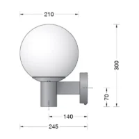 BEGA Wandleuchte mit Wandarm und Opalglas-Kugel Ø 21 cm – Bild 5