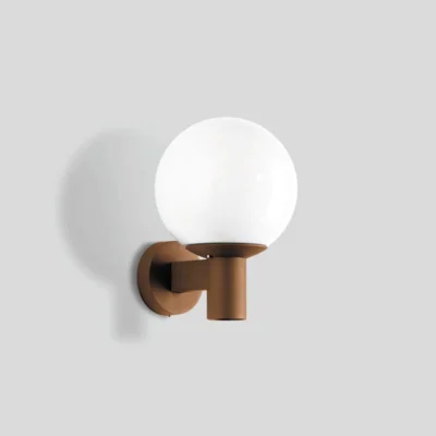 BEGA Wandleuchte mit Wandarm und Opalglas-Kugel Ø 24 cm Bronze