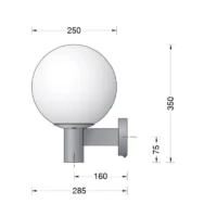 BEGA Wandleuchte mit Wandarm und Opalglas-Kugel Ø 25 cm – Bild 5