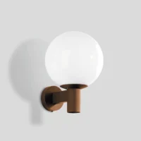 BEGA Wandleuchte mit Wandarm und Opalglas-Kugel Ø 25 cm Bronze