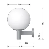 BEGA Wandleuchte mit Wandarm und Opalglas-Kugel Ø 35 cm – Bild 4