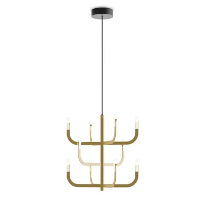 Luceplan J-us Suspension Kronleuchter 10-flammig Gold satiniert