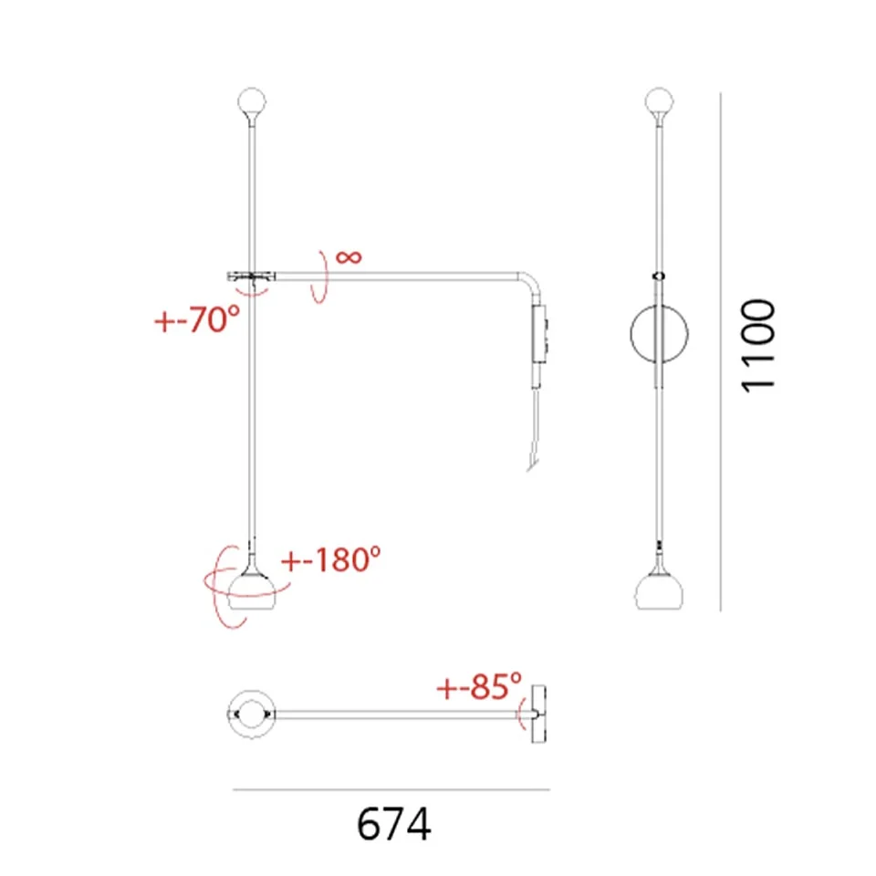 Artemide Ixa Wall Arm Plug LED-Wandleuchte – Bild 7